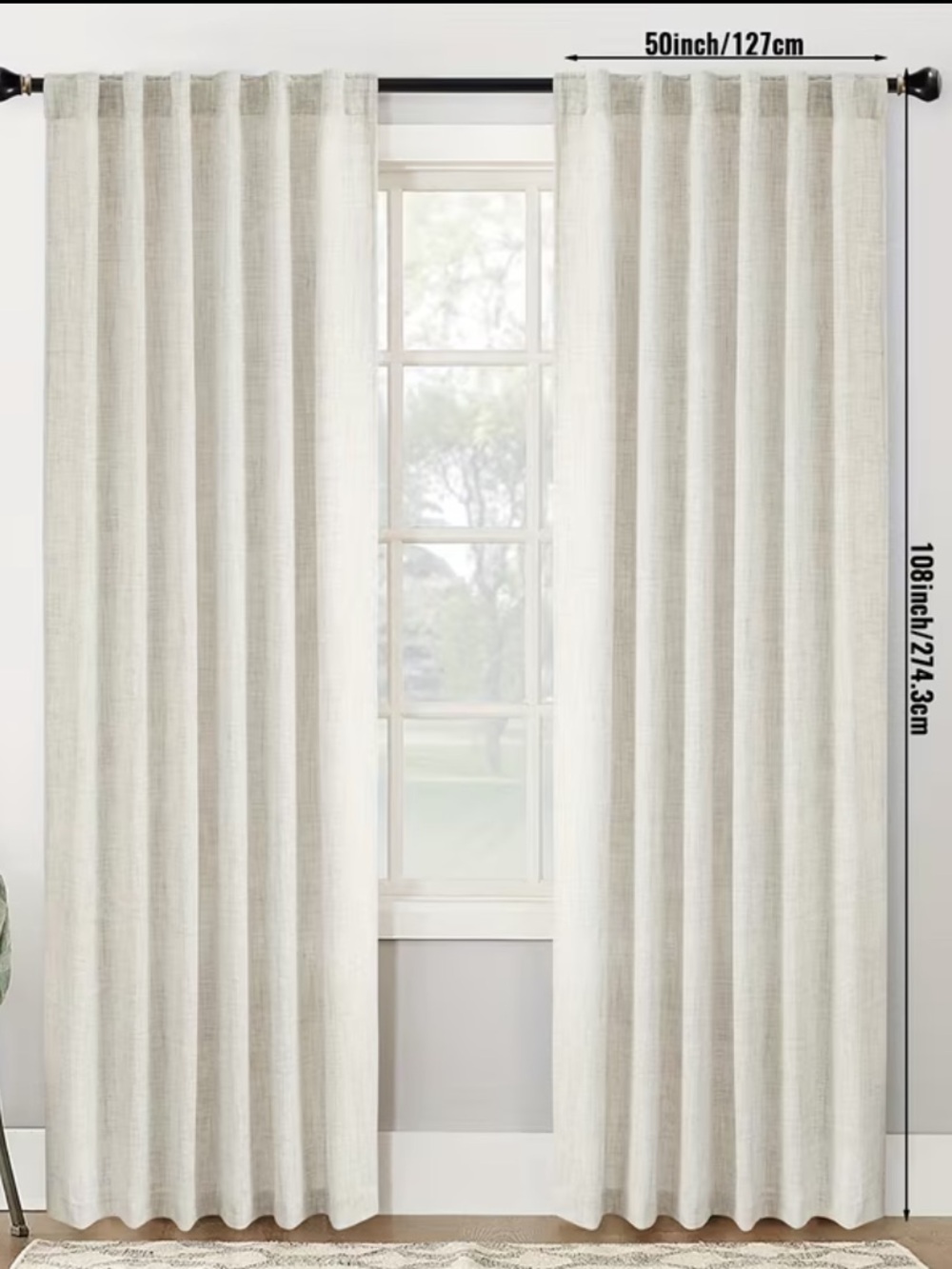 Linen-Look Ivory Curtain Panel Pair - Neutral Drapery